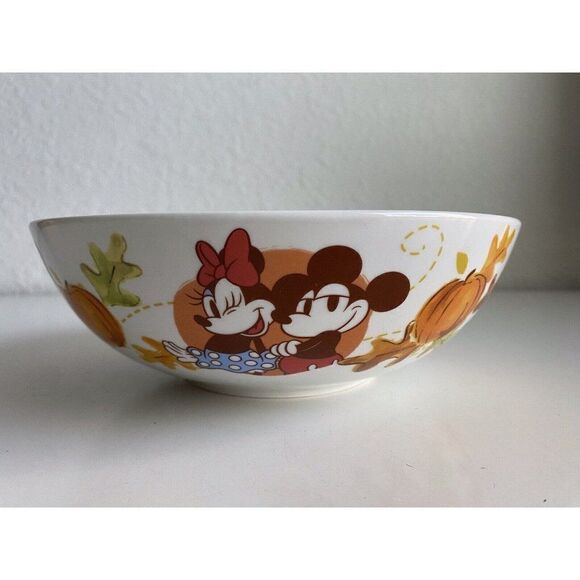 Disney Large Serving Bowl Mickey & Minnie Mouse Autumn Fall  Popcorn Pasta Salad - Picture 1 of 9
